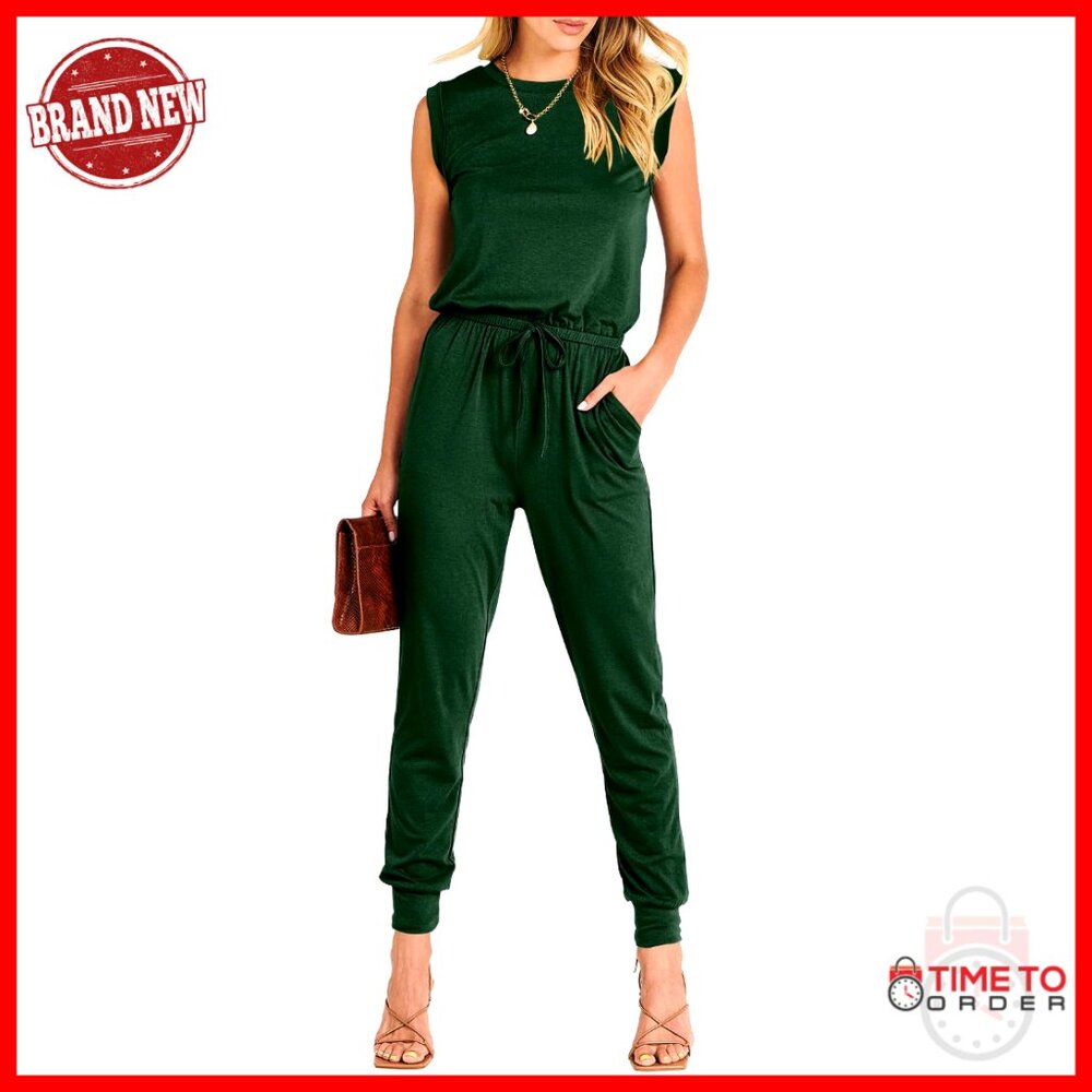 Sleeveless Jumpsuit Stretchy Crewneck Romper Casual Dressy Summer Fall Fashion